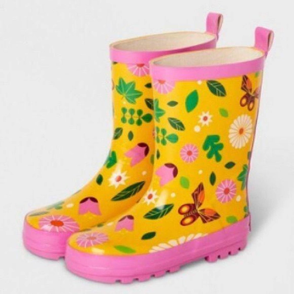Kid‎ Made Modern Butterfly Garden yellow rain boots KID MADE Modern size 5/6